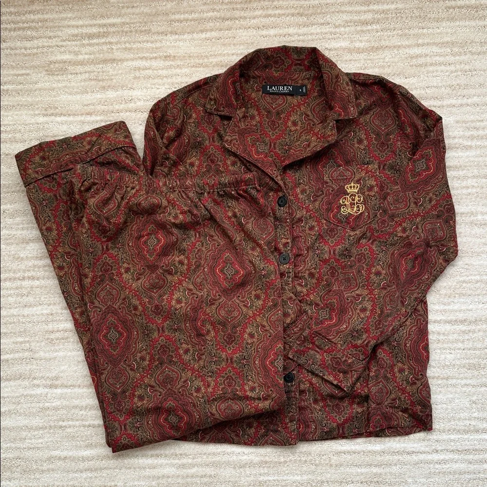 EUC Lauren Ralph Lauren Women's 2-Pc. Paisley-Print Pajamas Set Size Small